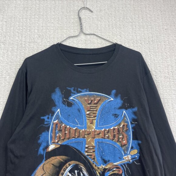 Retro BOOT West Coast Choppers Long Sleeve Shirt Men L Motorcycle Distresse READ - Picture 2 of 11